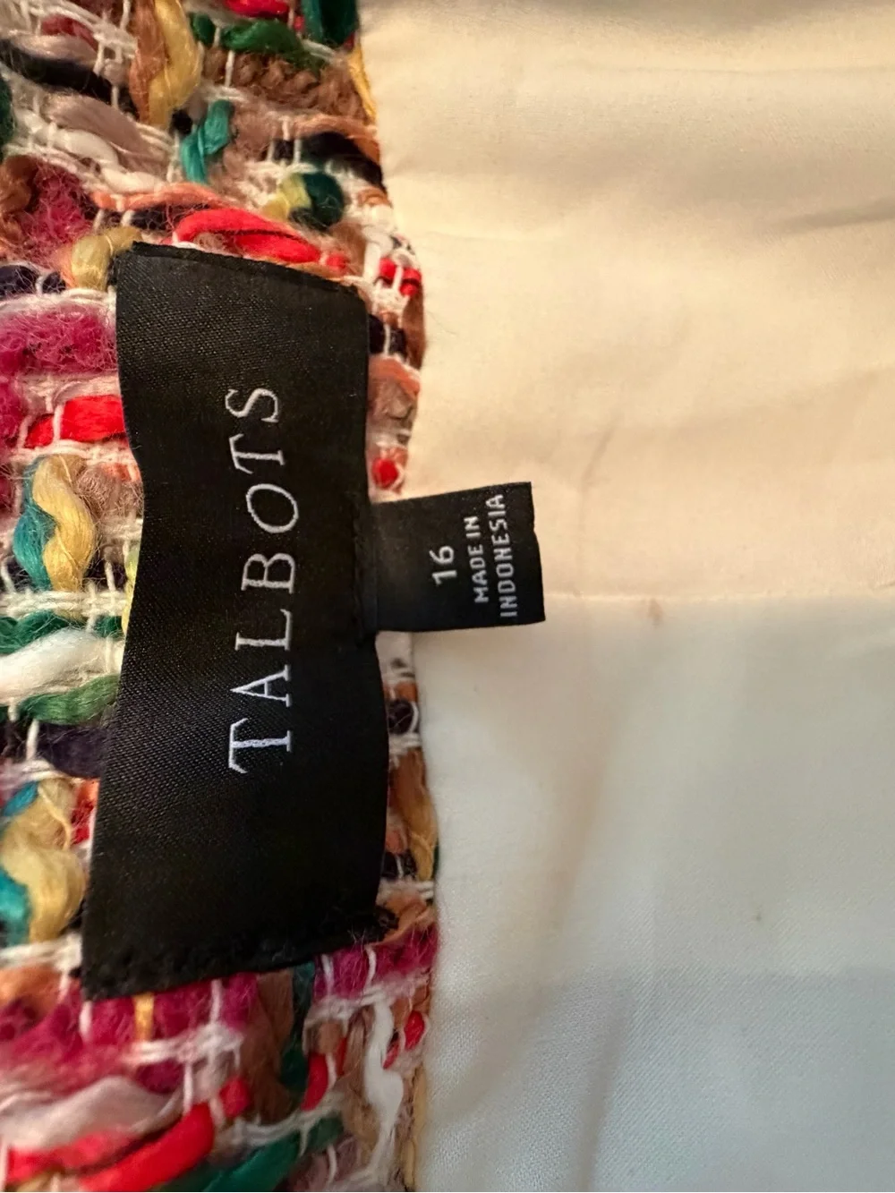 Talbots Multi Color Candy Tweed Fringe Topper Size 16 - Picture 14 of 16